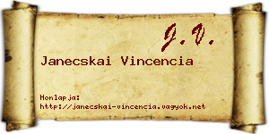 Janecskai Vincencia névjegykártya